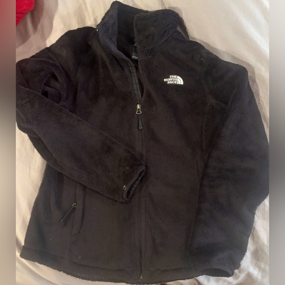 The North Face Fleece Teddy Jacket Black Full Zip Pockets Gorpcore
